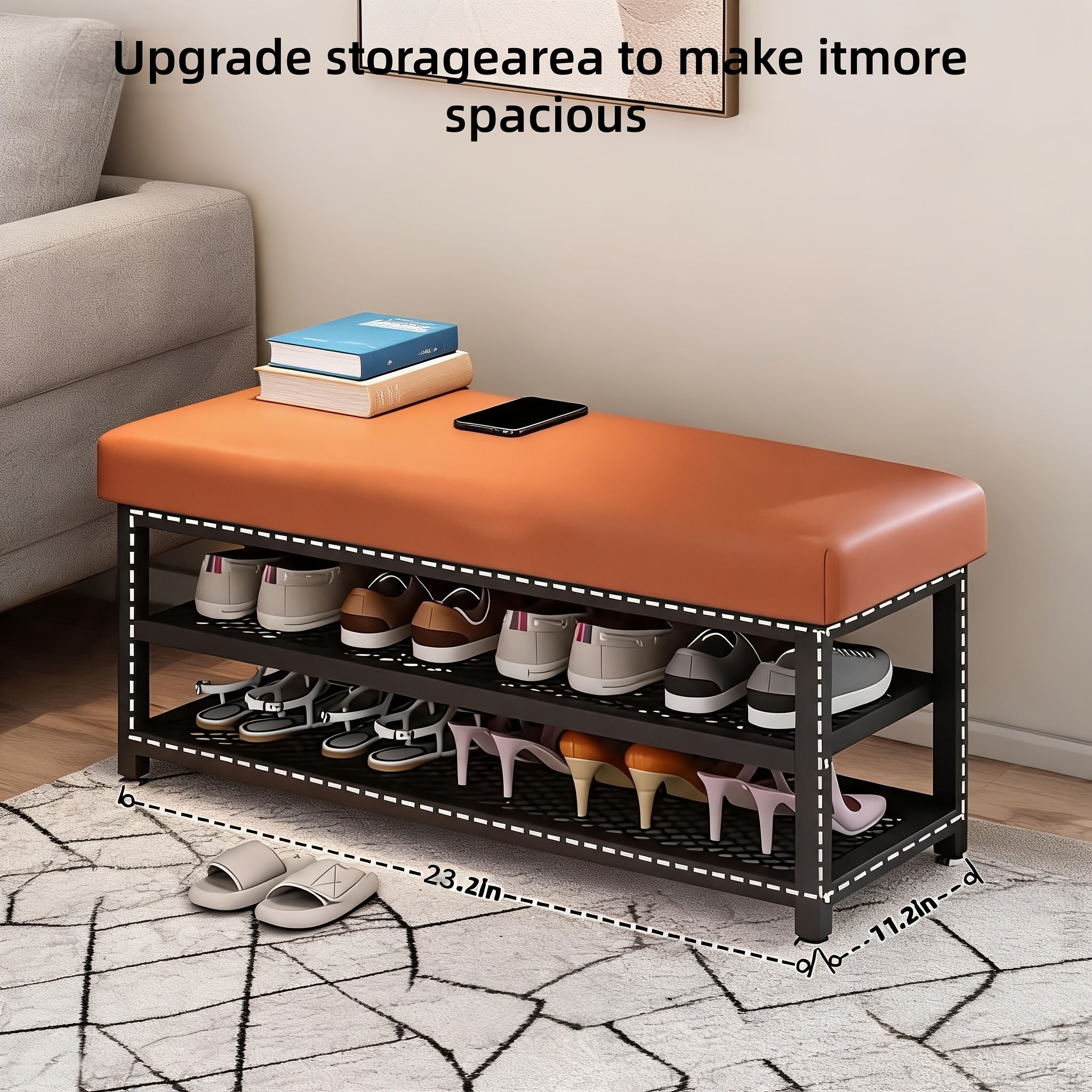 Cushioned Shoe Bench & Storage Stool