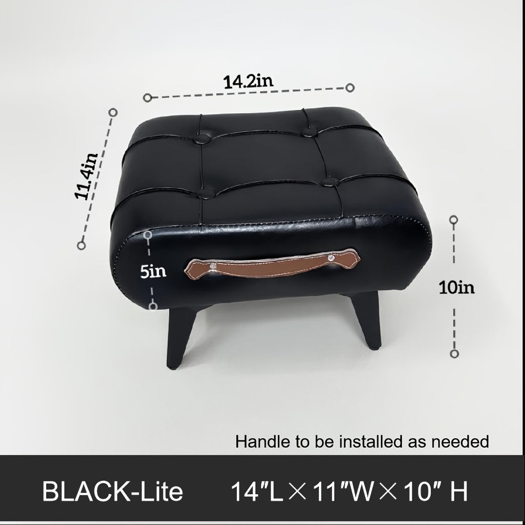Oil Wax Leather Footstool & Shoe Bench