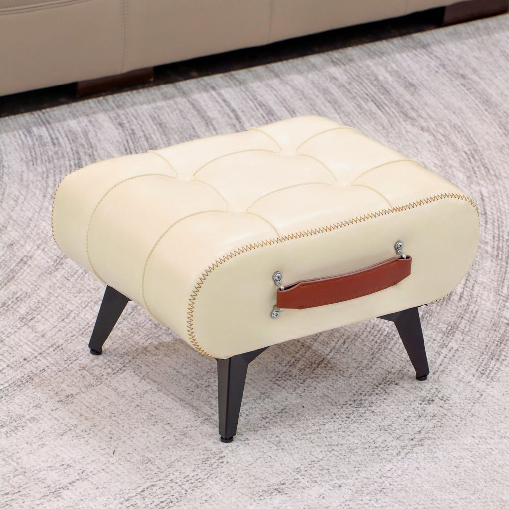 Oil Wax Leather Footstool & Shoe Bench
