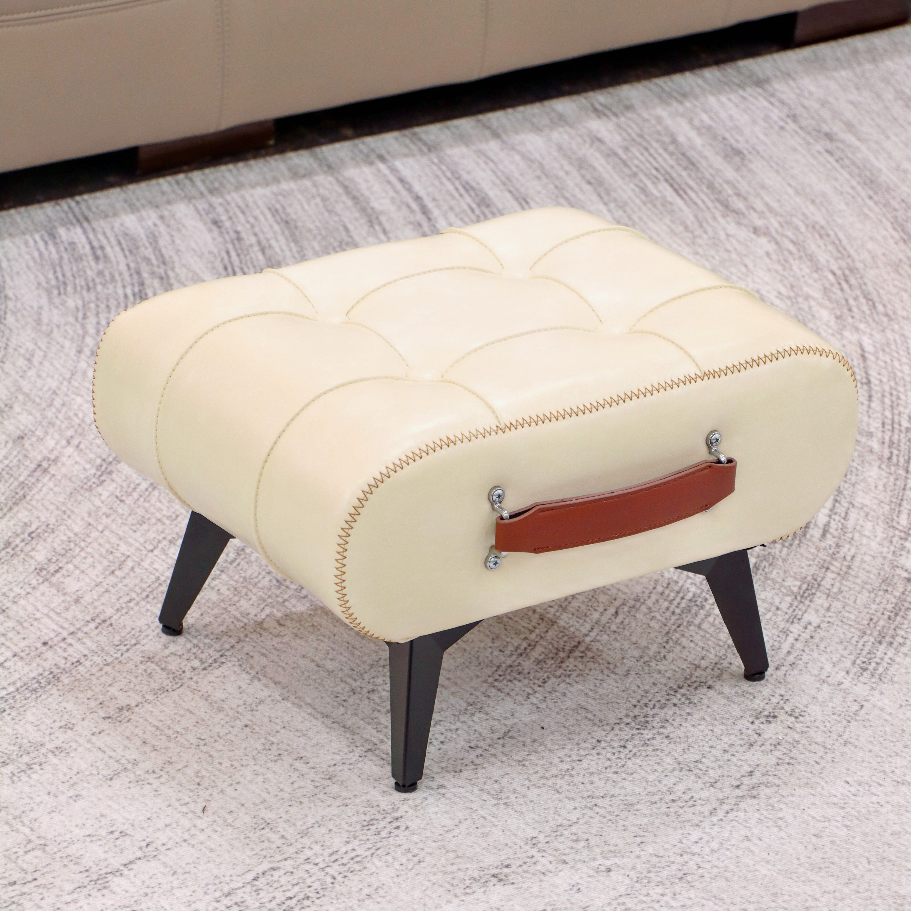 Oil Wax Leather Footstool & Shoe Bench