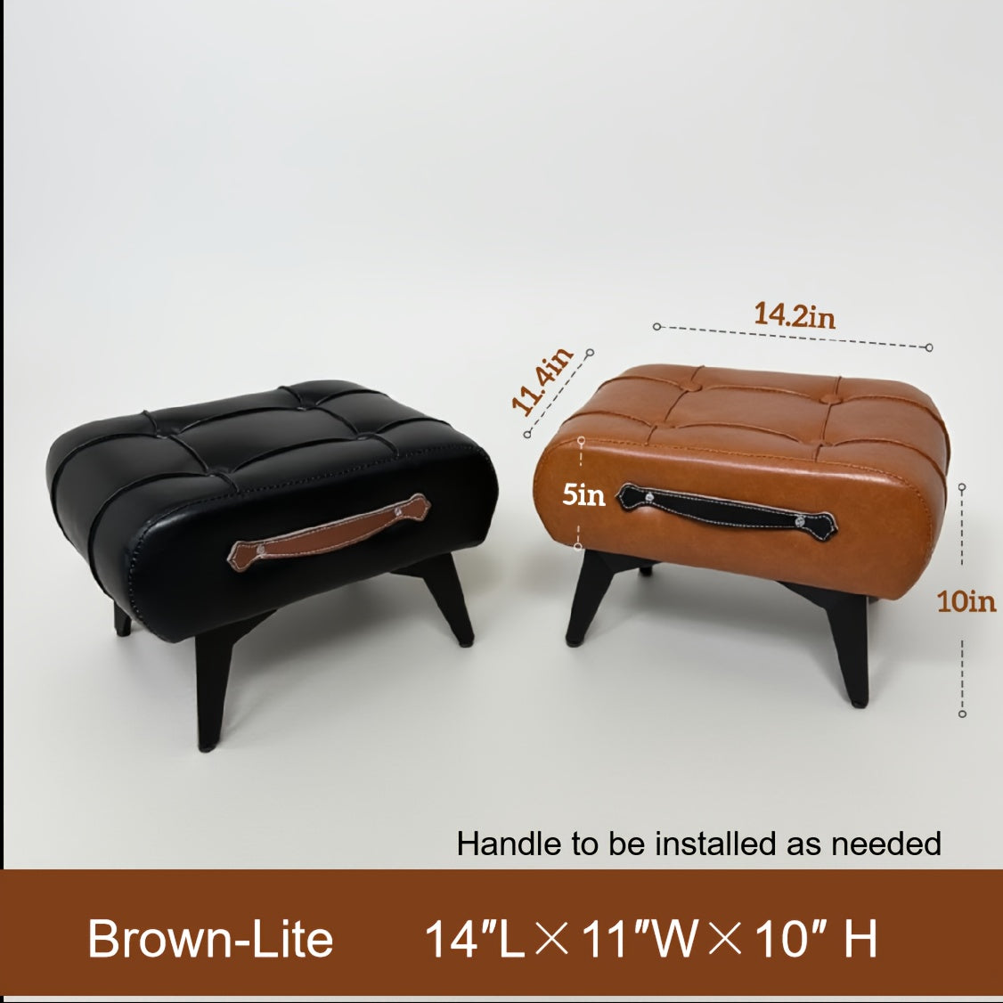 Oil Wax Leather Footstool & Shoe Bench