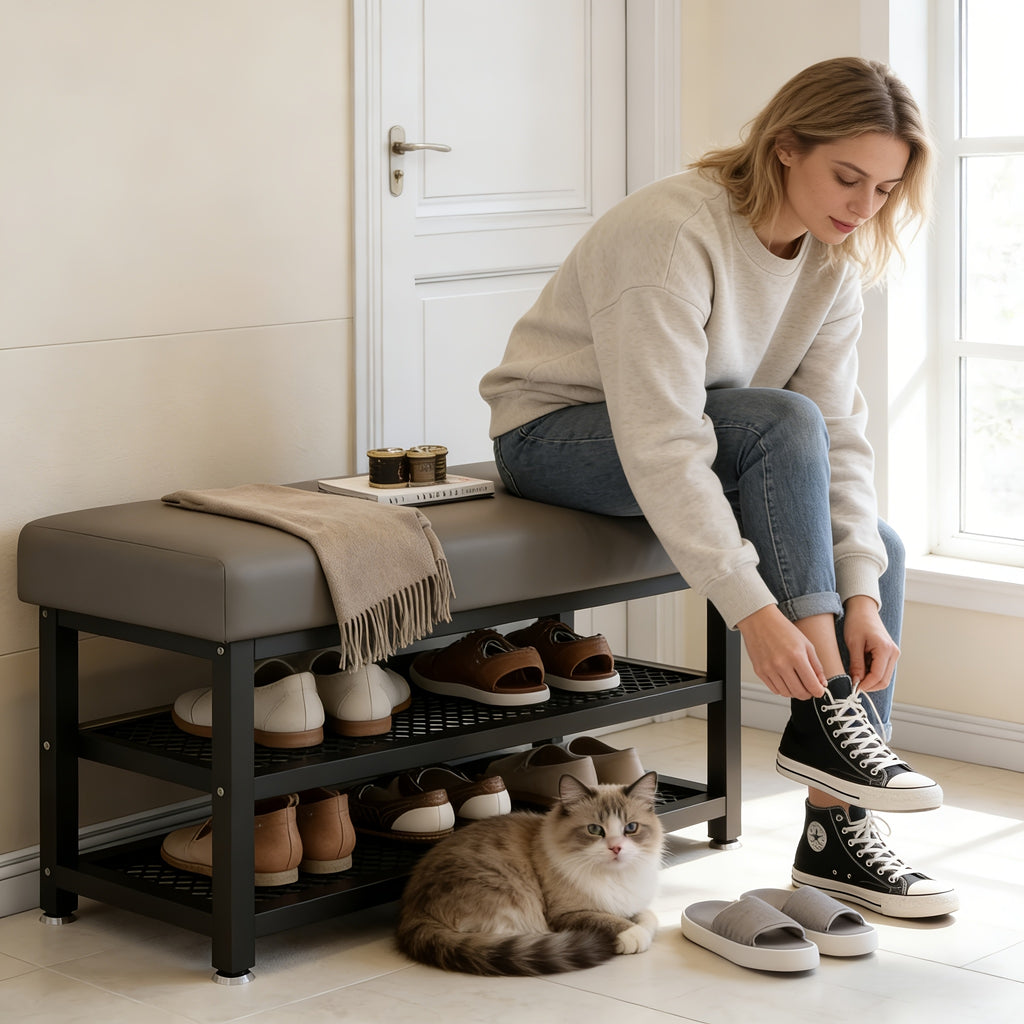 Cushioned Shoe Bench & Storage Stool