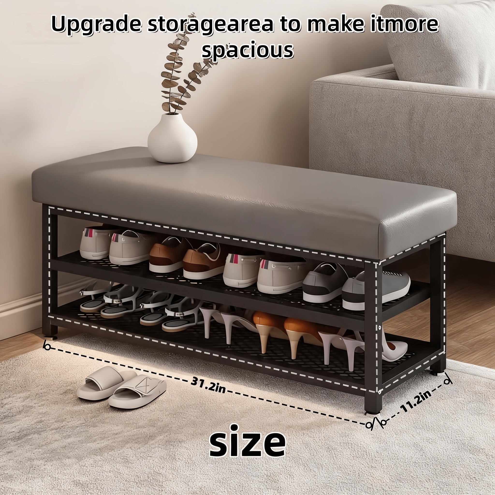 Cushioned Shoe Bench & Storage Stool
