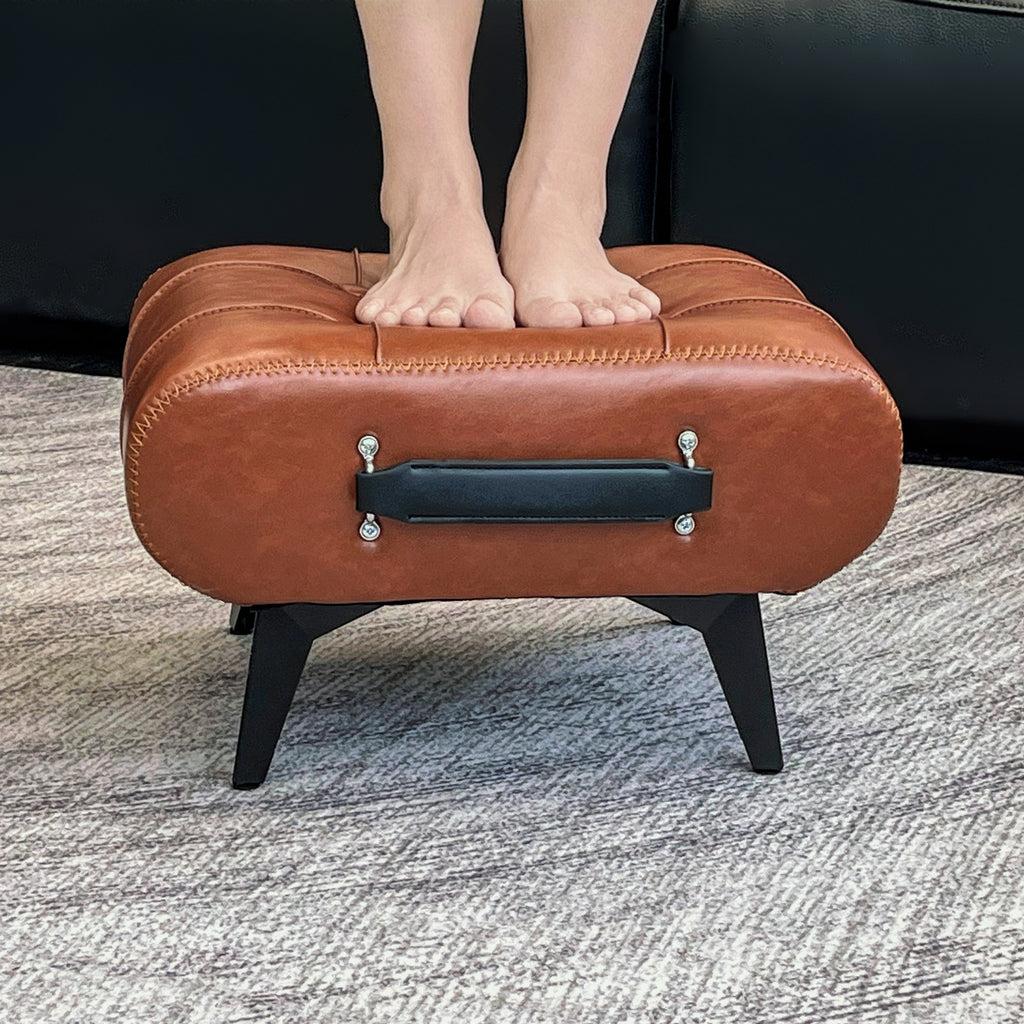 Oil Wax Leather Footstool & Shoe Bench