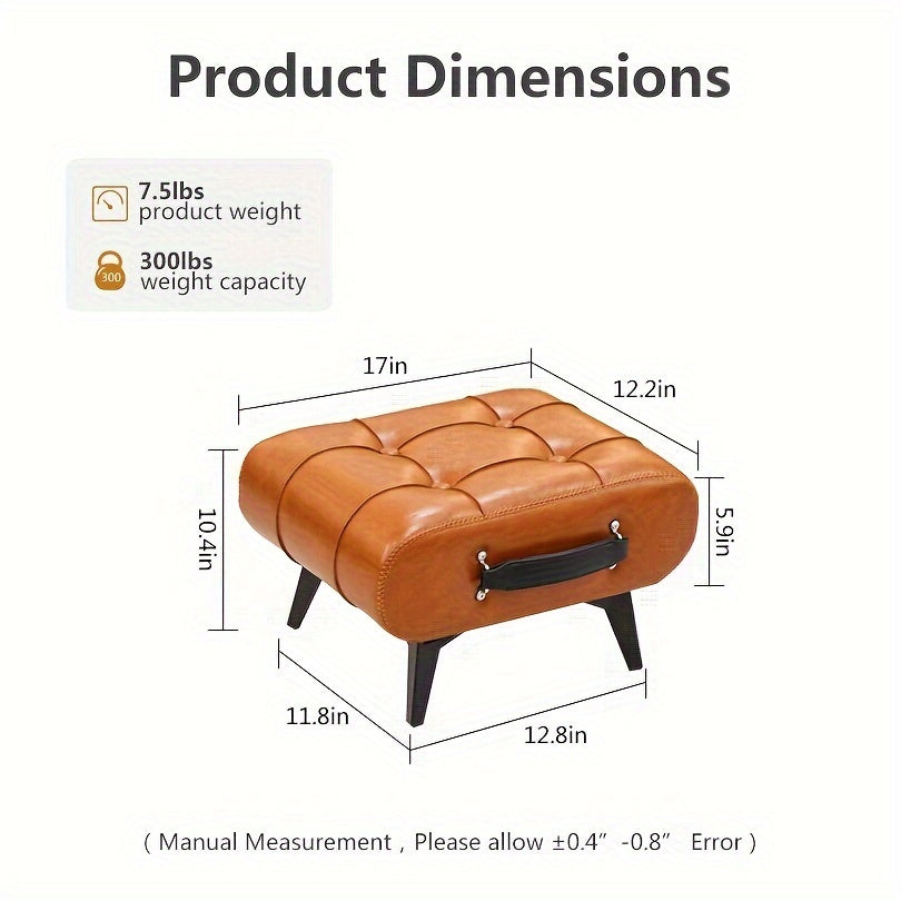 Oil Wax Leather Footstool & Shoe Bench