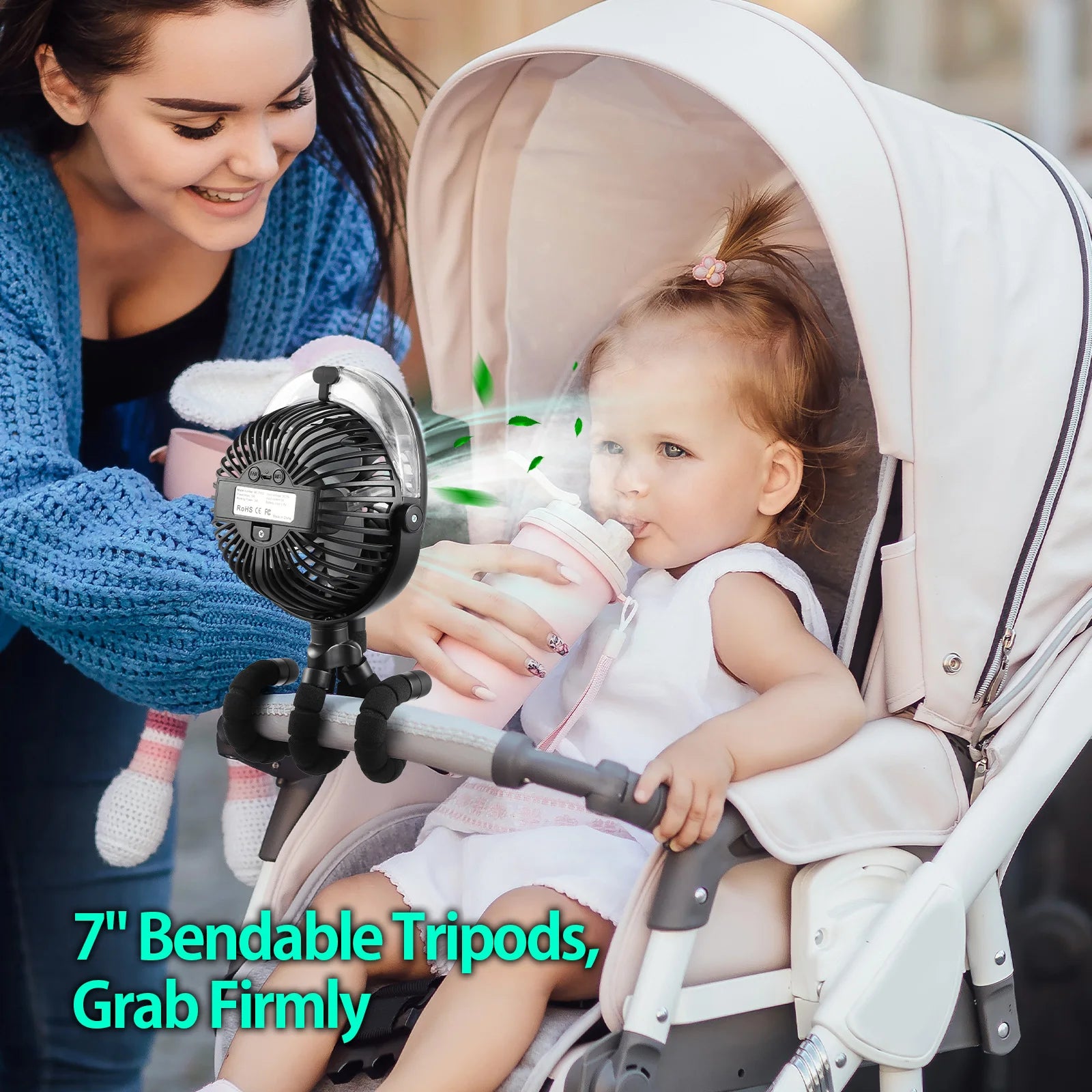 Portable Rechargeable Misting Clip Fan