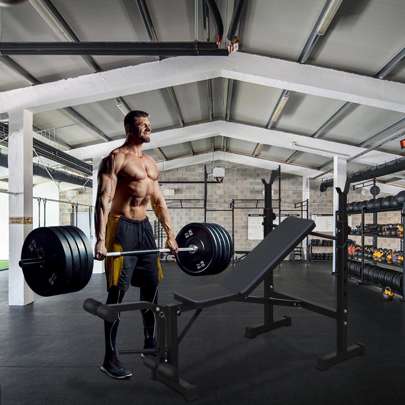 Foldable Home Squat Rack Weight Bench