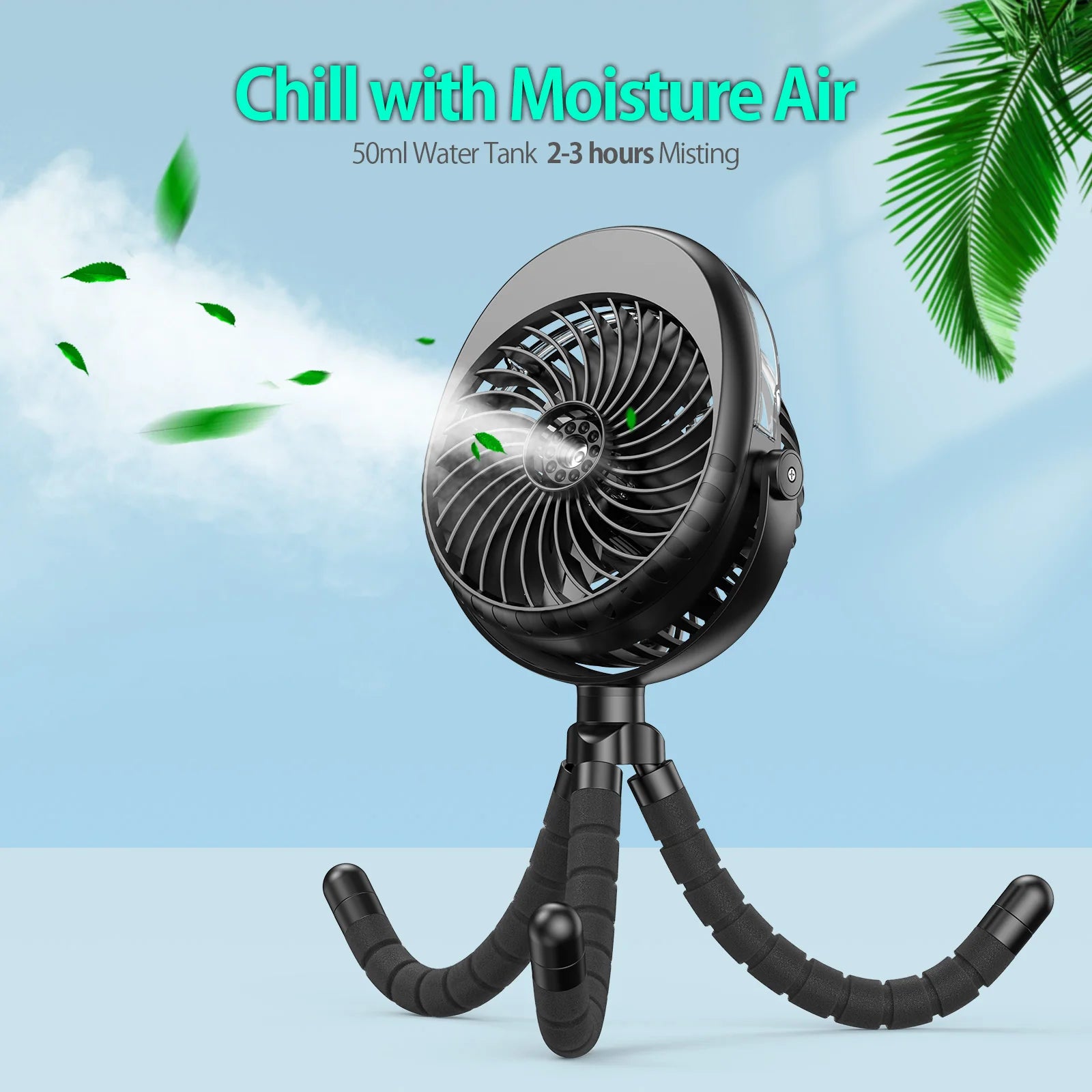 Portable Rechargeable Misting Clip Fan