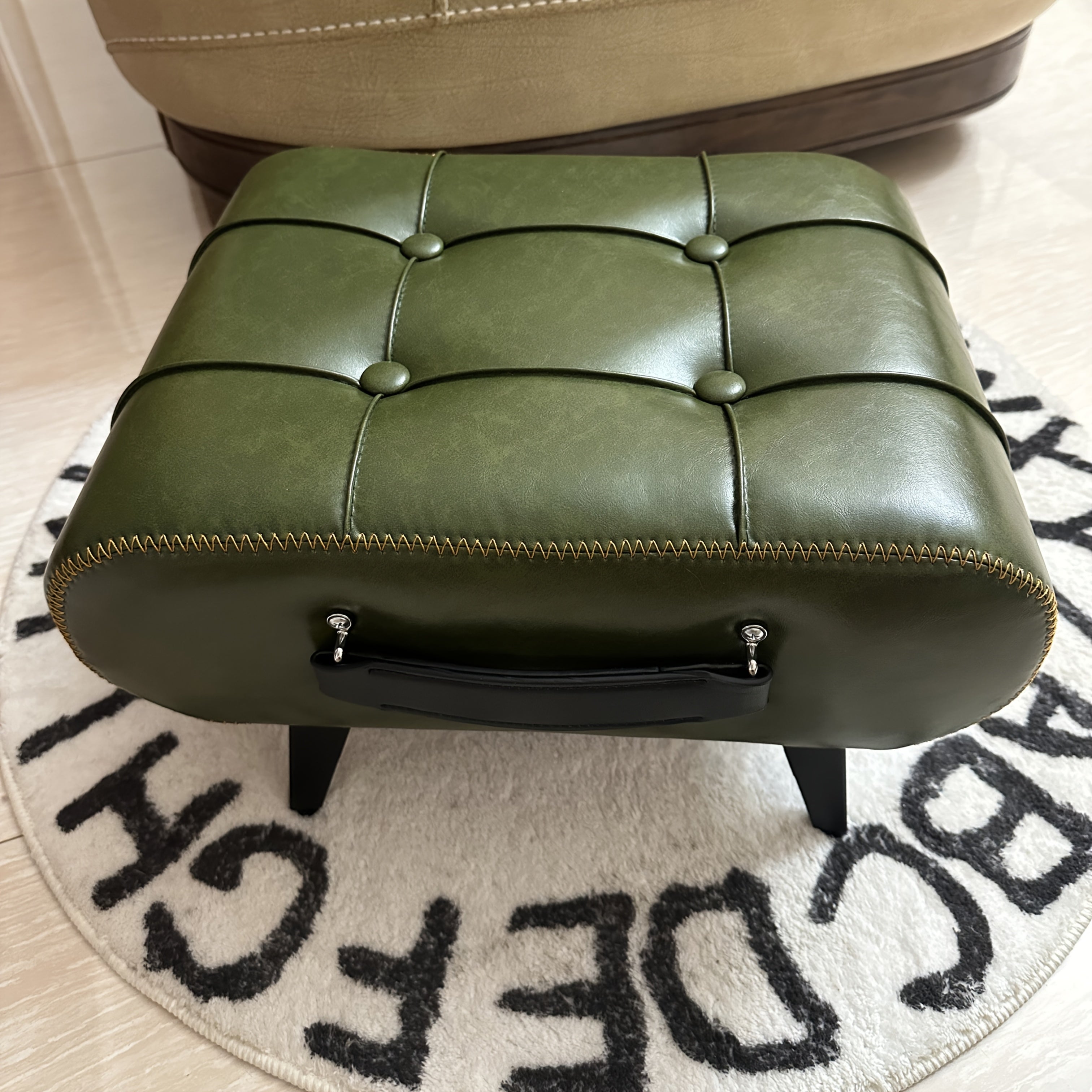 Oil Wax Leather Footstool & Shoe Bench