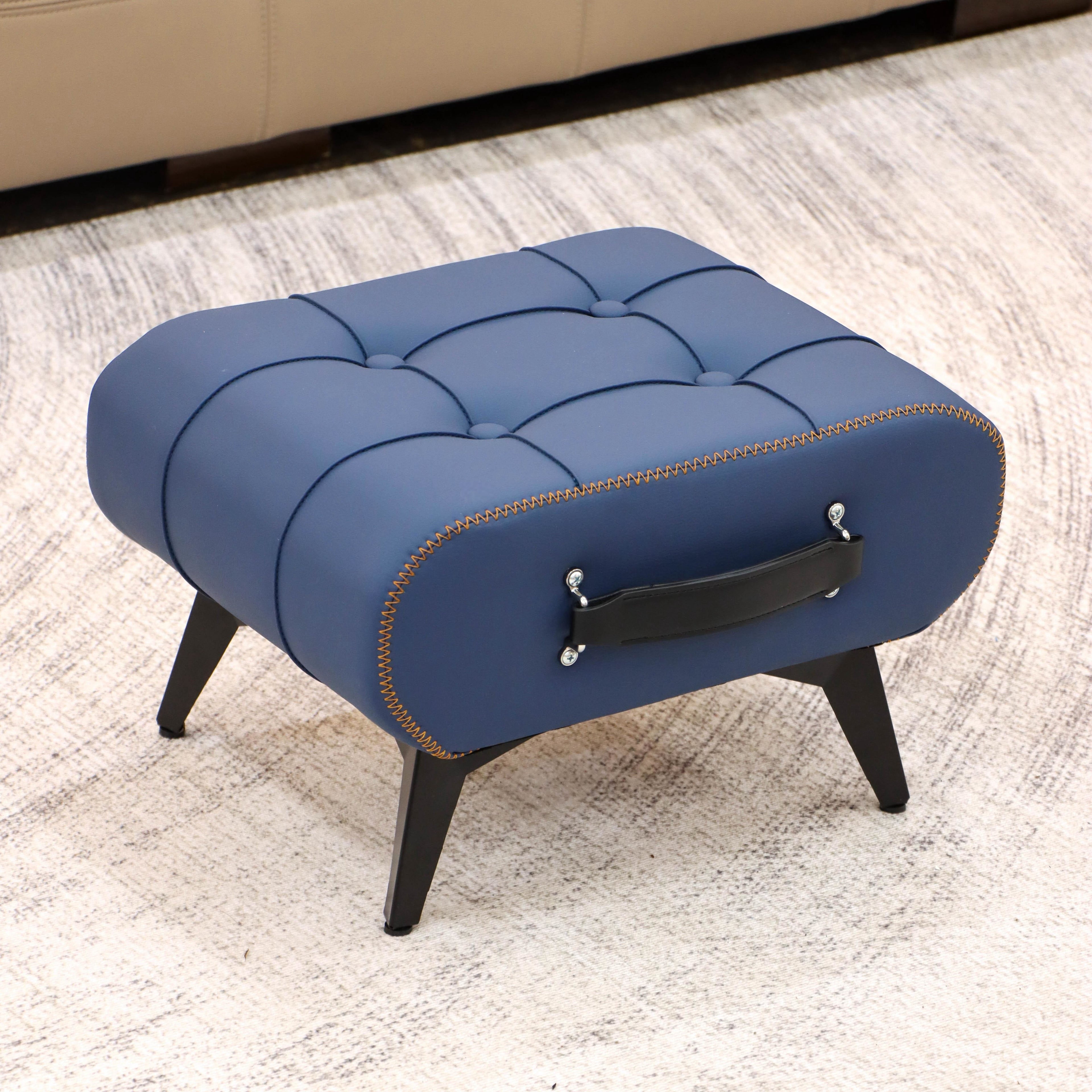 Oil Wax Leather Footstool & Shoe Bench