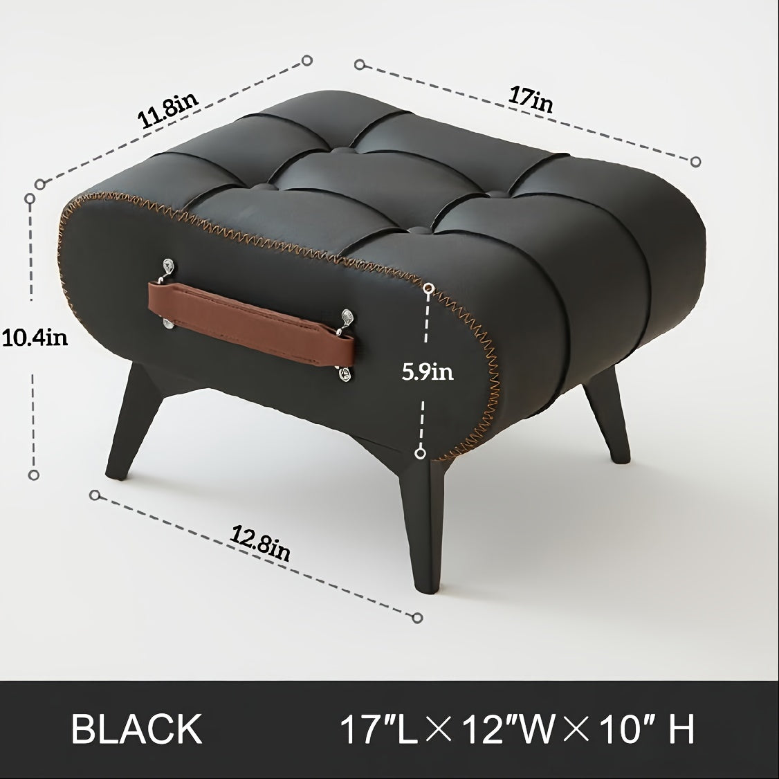 Oil Wax Leather Footstool & Shoe Bench
