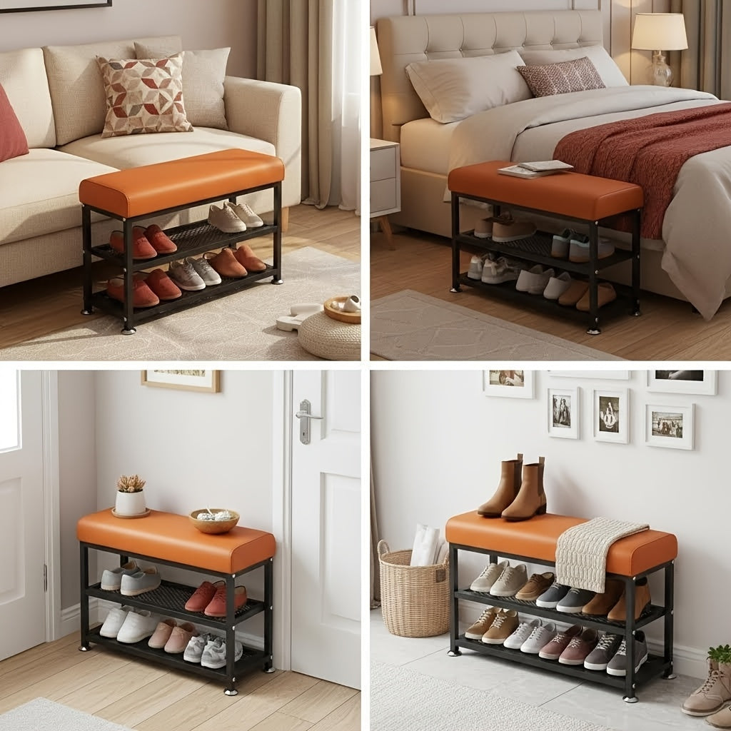 Cushioned Shoe Bench & Storage Stool