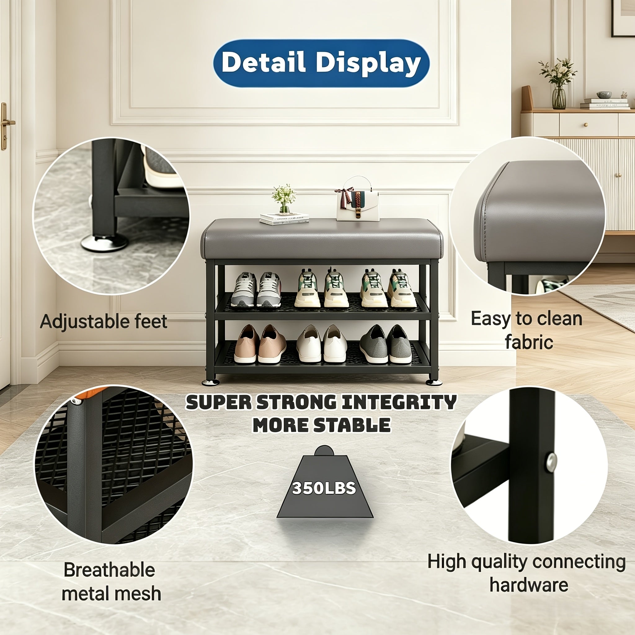 Cushioned Shoe Bench & Storage Stool