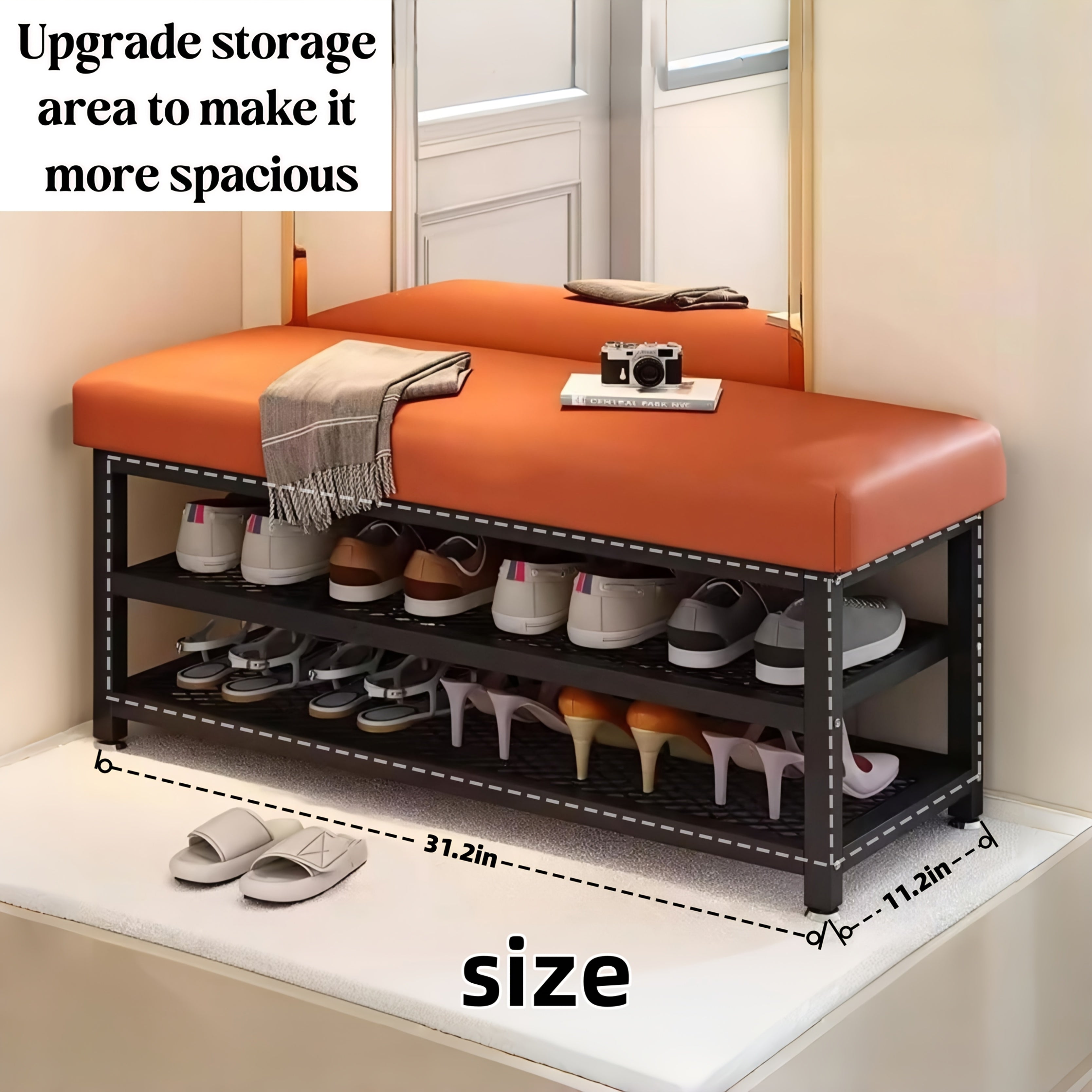 Cushioned Shoe Bench & Storage Stool