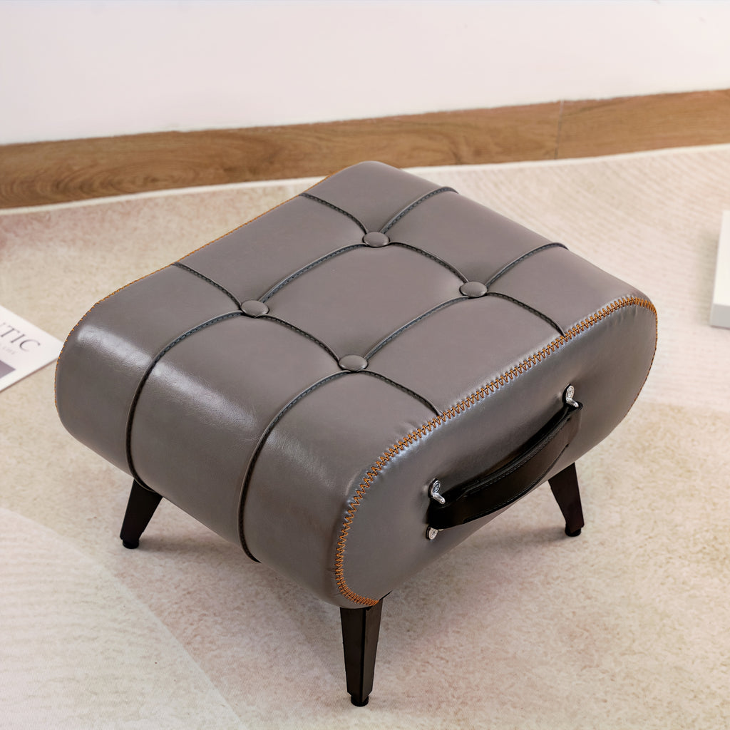 Oil Wax Leather Footstool & Shoe Bench