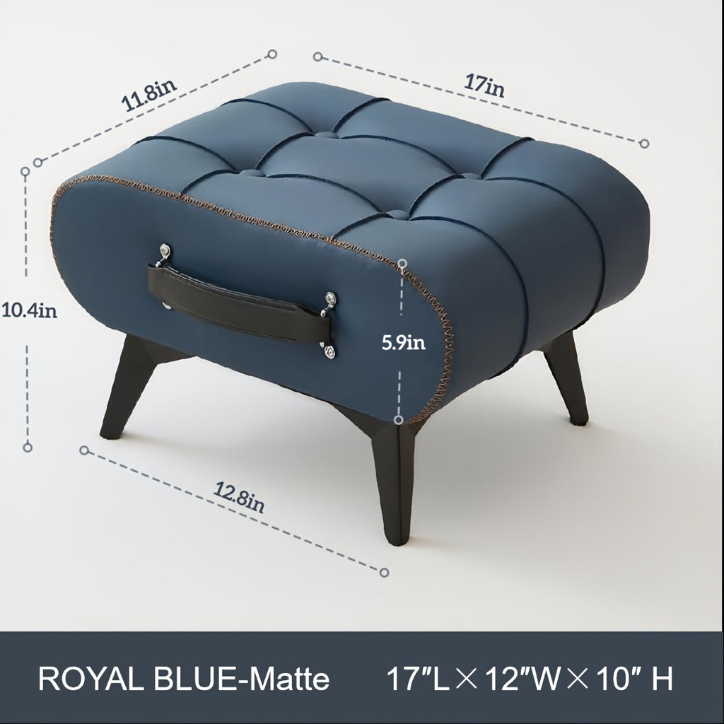 Oil Wax Leather Footstool & Shoe Bench