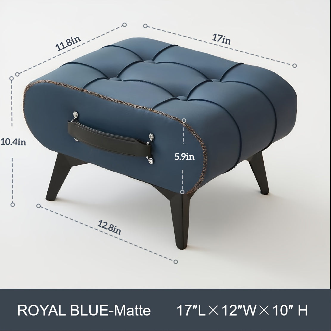 Oil Wax Leather Footstool & Shoe Bench