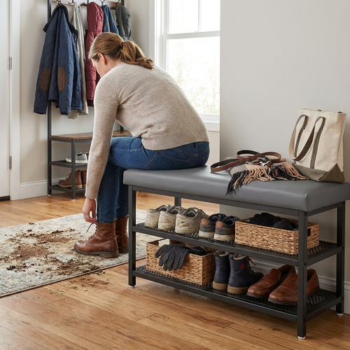 Soft Cushion Shoe Changing Stool in use