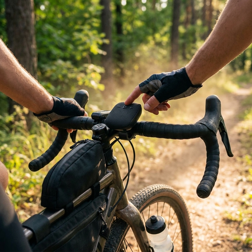 Mini Bluetooth Bike Speaker in use